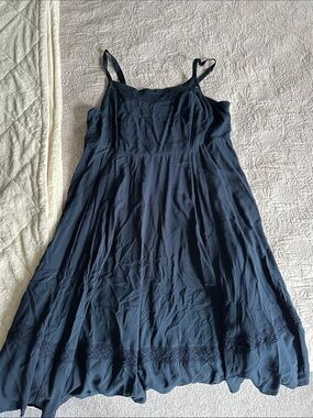 Flowy Navy, knee length, Spaghetti Strap Torrid Sundress